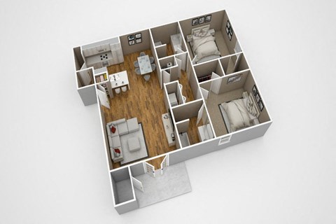 2BR Floor Plan A at Lexington Pointe Apartment Homes, Mississippi, 38655